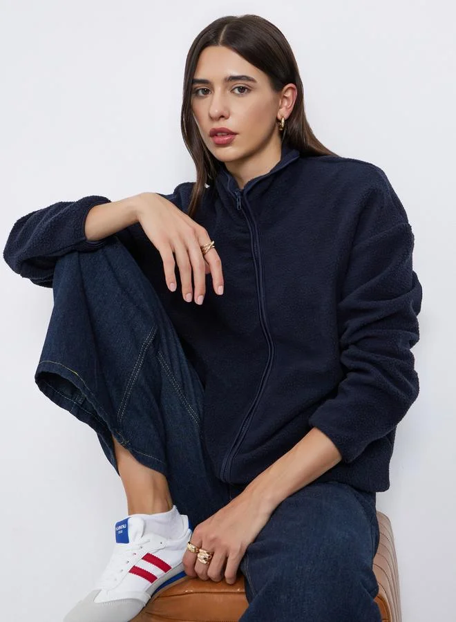 ستايلي جاكيت عملي فليس بسحاب كامل