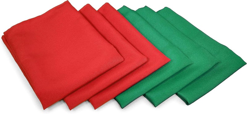 TableLinensforLess Pack of 6 RedGreen Christmas Cloth Napkins Size 20inx 20in Polyester Poplin Dinner Napkins with Hemmed Edges Machine Washable Napkins Ideal for Parties Weddings and Dinner - Image 1