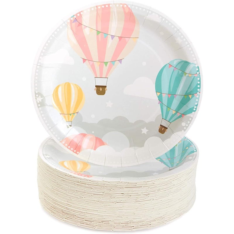 Sparkle and Bash Sparkle and Bash Baby Hot Air Balloon Plates for baby Shower 9 in 80 Pack  Hot Air Balloon Decorations 