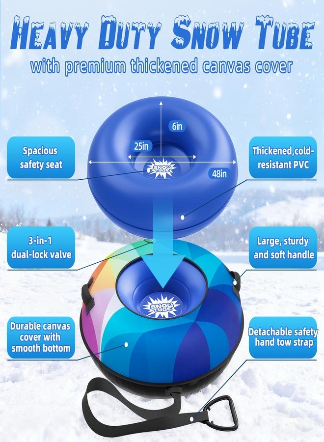 PIOSLEAI Snow Tube Sled, Snow Tubes for Sledding Heavy Duty with Premium Canvas Cover, 48" Inflatable Snow Sled for Kids and Adult Fun Snow Toys Winter Outdoor Toys for Boys Girls Ideal Christmas Birthday Gift - Image 3