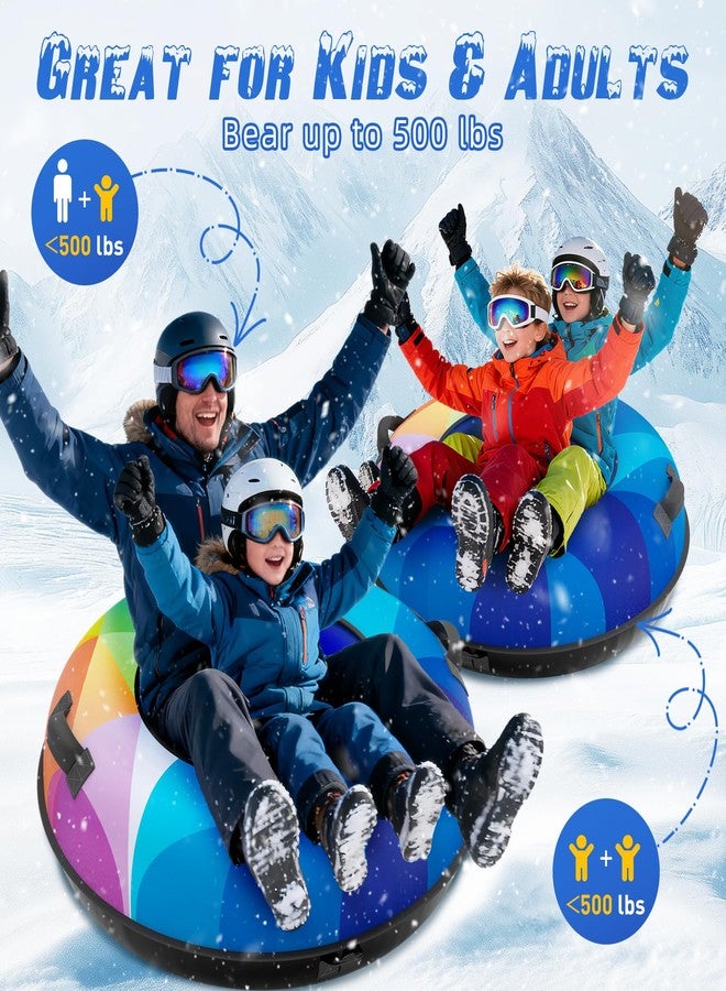 PIOSLEAI Snow Tube Sled, Snow Tubes for Sledding Heavy Duty with Premium Canvas Cover, 48" Inflatable Snow Sled for Kids and Adult Fun Snow Toys Winter Outdoor Toys for Boys Girls Ideal Christmas Birthday Gift - Image 2