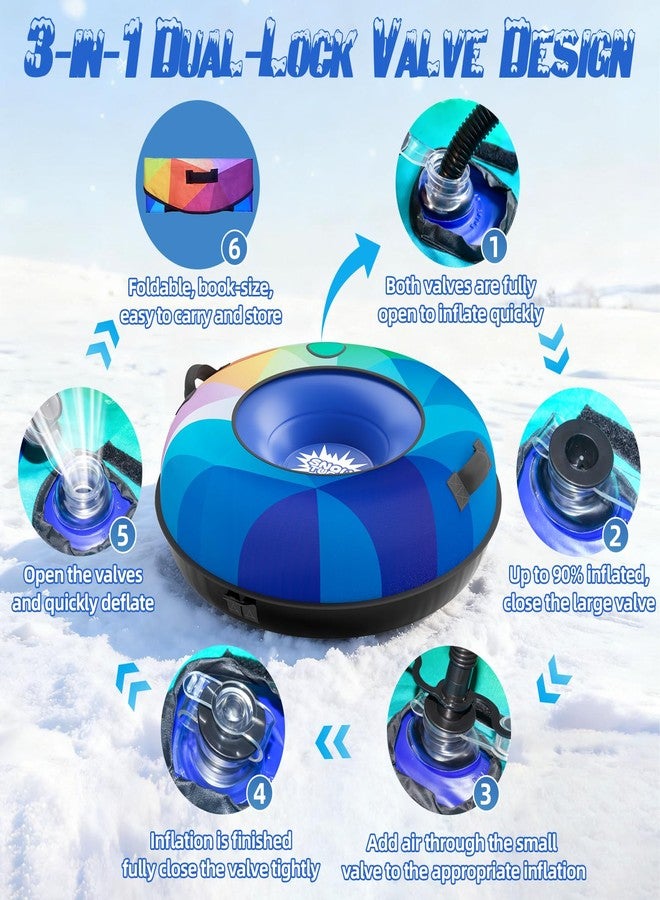 PIOSLEAI Snow Tube Sled, Snow Tubes for Sledding Heavy Duty with Premium Canvas Cover, 48" Inflatable Snow Sled for Kids and Adult Fun Snow Toys Winter Outdoor Toys for Boys Girls Ideal Christmas Birthday Gift - Image 4