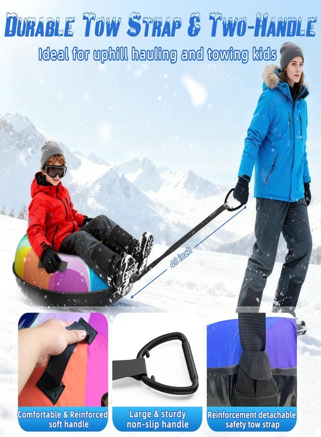PIOSLEAI Snow Tube Sled, Snow Tubes for Sledding Heavy Duty with Premium Canvas Cover, 48" Inflatable Snow Sled for Kids and Adult Fun Snow Toys Winter Outdoor Toys for Boys Girls Ideal Christmas Birthday Gift - Image 5