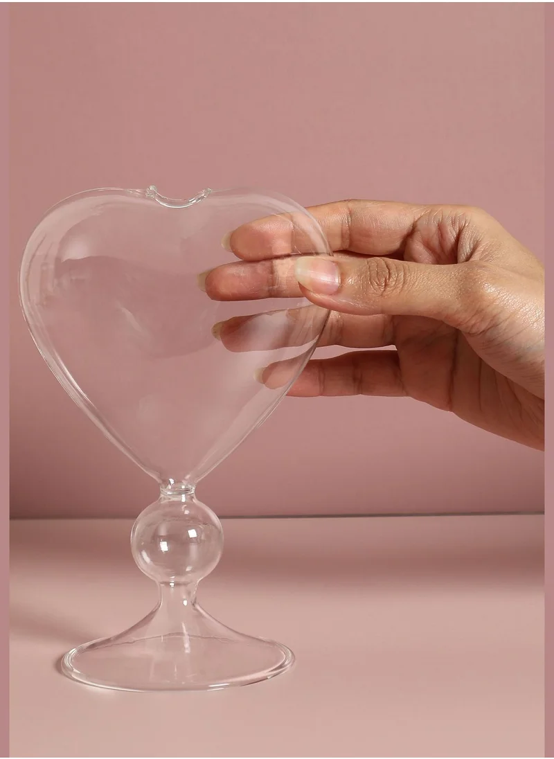 Bonhomie Heart Shaped Modern Glass Flower Vase For Home Decor