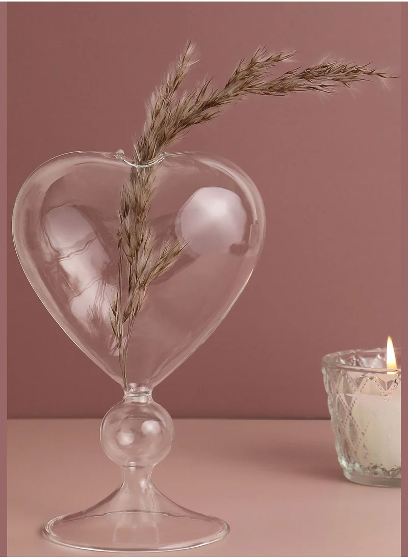 Bonhomie Heart Shaped Modern Glass Flower Vase For Home Decor