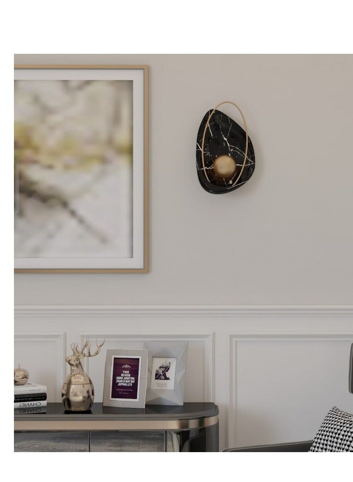 يوكاندل انارة جدارية بقاعدة رخام أسود مودرن، مصباح جدار كروي مع لمسة ذهبية للمجالس وغرف المعيشة - Image 3