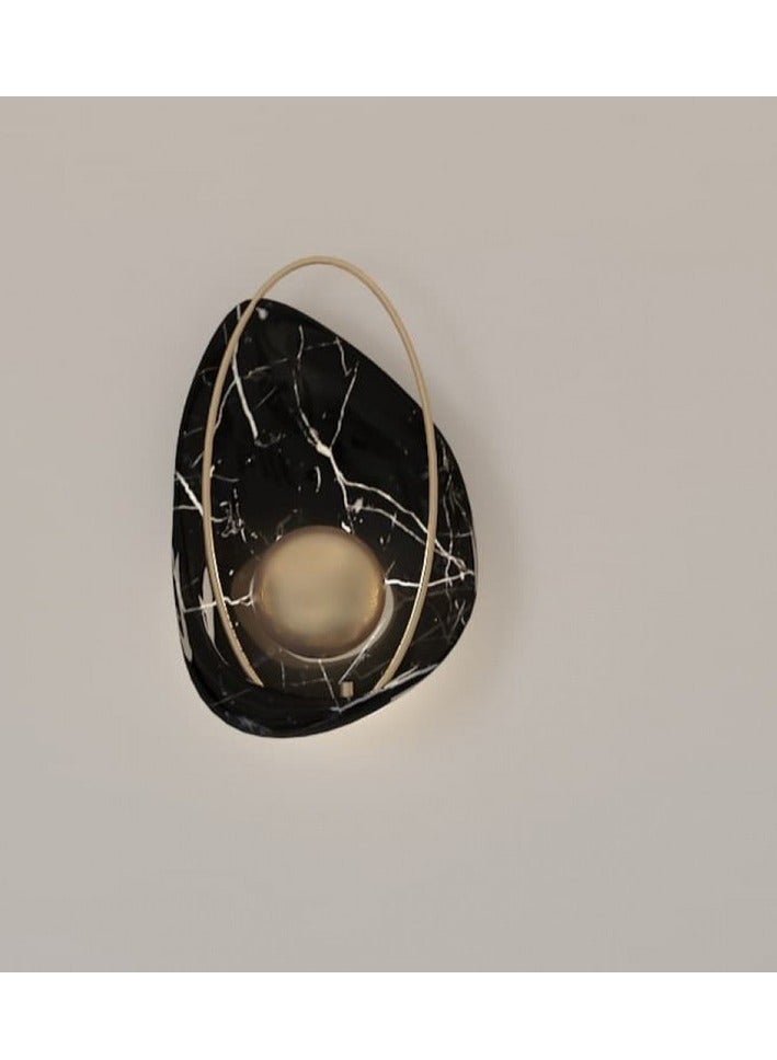 يوكاندل انارة جدارية بقاعدة رخام أسود مودرن، مصباح جدار كروي مع لمسة ذهبية للمجالس وغرف المعيشة - Image 4