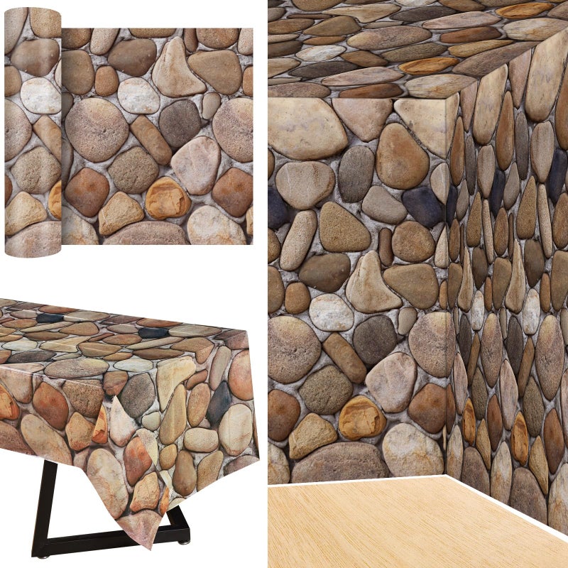 تغيم 100 قدم رول مفرش طاولة من الحجارة الخلفية لقلاع الجدران أغطية طاولات بلاستيكية ذات نمط حجري لوازم حفلات العصور الوسطى زينة مدرسة العطلة الكتابية