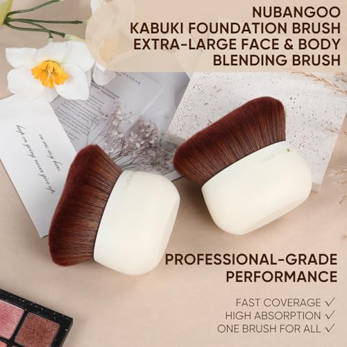 NUBANGOO Extra Large Body Makeup Brush,Tanning Brush, Self Tanner, Foundation Bronzer Brush Cream Powder liquid Foundation, Body Lotion, Self-tan Mousse, Face Neck Leg Full Body Blending Brush(White) - Image 4