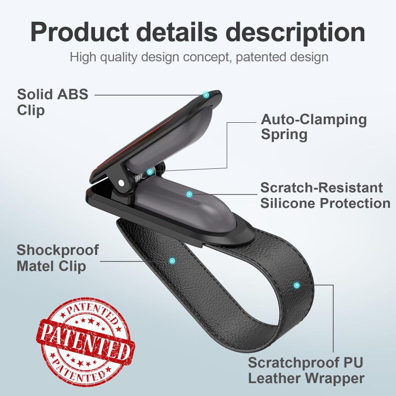 Veharvim Sunglass Holder for Car (2 Pack, One-Handed Operation, Gentle & Secure Hold, Silicone Padded, Universal Fits Sunglass and Car Visor) - Sunglasses Clip for Car Visor - Image 5