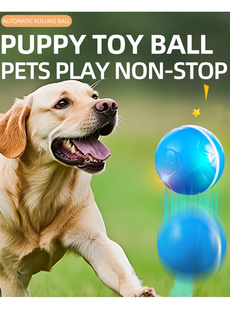 Interactive Dog Ball Toys with Motion Activated, Self Moving Bouncing Puppy Ball with Remote Control, Rechargeable Flashing Dog Toy Automatic Rolling Pet Ball with Adjustable Speeds - Blue