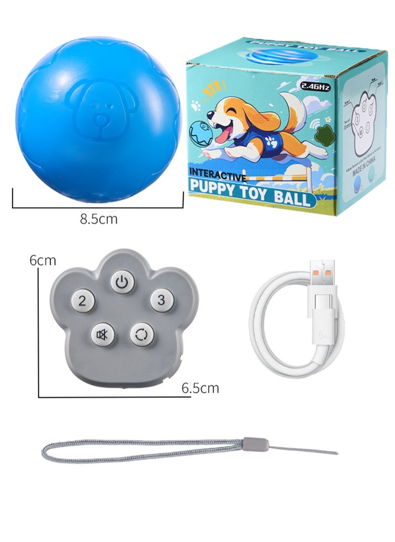Interactive Dog Ball Toys with Motion Activated, Self Moving Bouncing Puppy Ball with Remote Control, Rechargeable Flashing Dog Toy Automatic Rolling Pet Ball with Adjustable Speeds - Blue