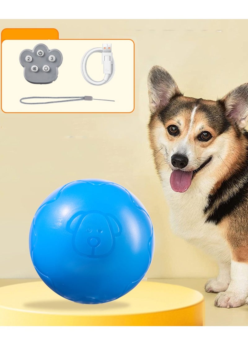 Interactive Dog Ball Toys with Motion Activated, Self Moving Bouncing Puppy Ball with Remote Control, Rechargeable Flashing Dog Toy Automatic Rolling Pet Ball with Adjustable Speeds - Blue