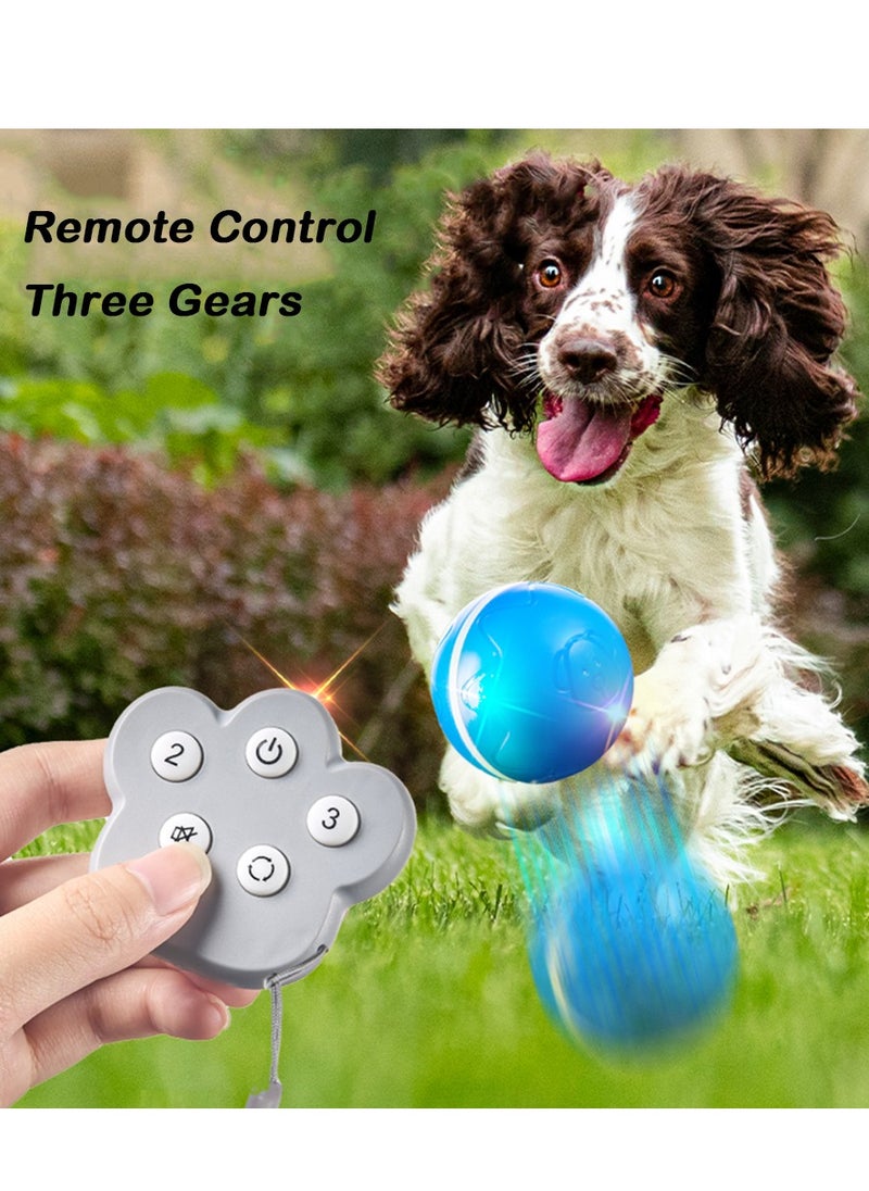 Interactive Dog Ball Toys with Motion Activated, Self Moving Bouncing Puppy Ball with Remote Control, Rechargeable Flashing Dog Toy Automatic Rolling Pet Ball with Adjustable Speeds - Blue