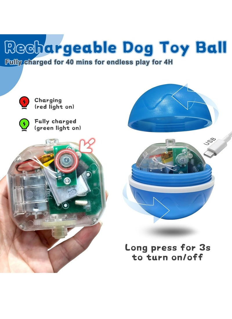 Interactive Dog Ball Toys with Motion Activated, Self Moving Bouncing Puppy Ball with Remote Control, Rechargeable Flashing Dog Toy Automatic Rolling Pet Ball with Adjustable Speeds - Blue