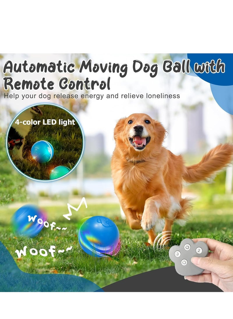 Interactive Dog Ball Toys with Motion Activated, Self Moving Bouncing Puppy Ball with Remote Control, Rechargeable Flashing Dog Toy Automatic Rolling Pet Ball with Adjustable Speeds - Blue