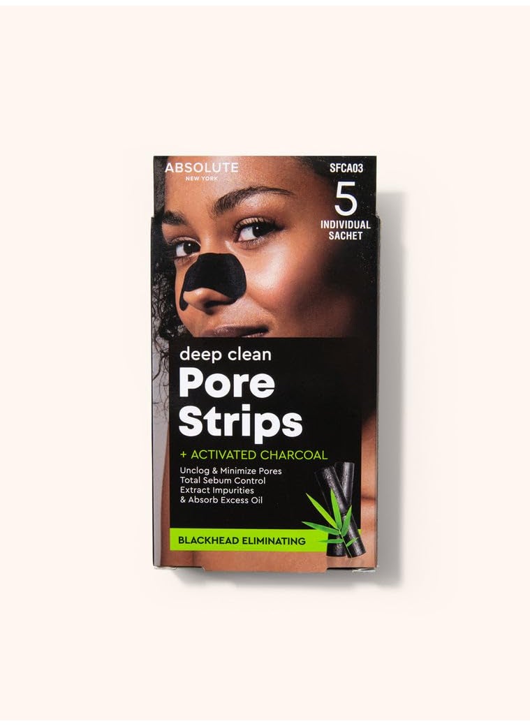 Absolute New York Absolute New York Charcoal Deep Clean Pore Strips Women Makeup Cosmetic Accessories LongLasting Formula Ideal for All Skin Types 