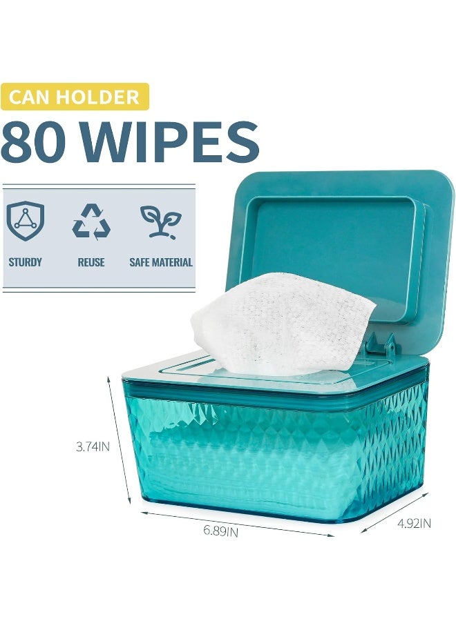 Whiidoom Wipes Dispenser, One-Handed Operation Wipe Holder for Baby & Adult, Seal-Designed Wipes Container for Bathroom Keep Diaper Wipes Fresh (Green) - Image 2