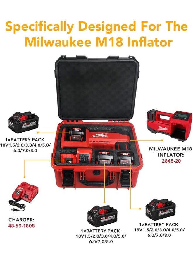 Milwaukee Waterproof Hard Case for Milwaukee M18 Inflator 2848-20, Air Compressor Storage Box, Red (Case Only) - Image 3