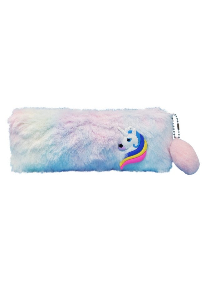 PARTEET Unicorn Soft Fur Pouch Multicolor Unicorn Pencil Case, Pencil Pouch For Girls, Cute Fur Pouch Zipper Closer Storage Bag Travel Pouch, Best Return Gift (Pack Of 1) - Image 1