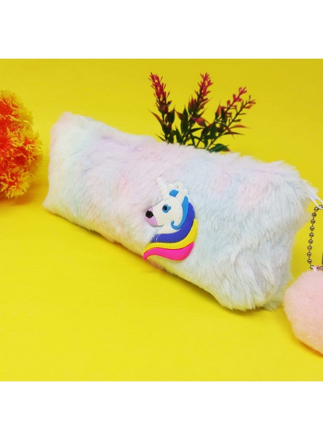 PARTEET Unicorn Soft Fur Pouch Multicolor Unicorn Pencil Case, Pencil Pouch For Girls, Cute Fur Pouch Zipper Closer Storage Bag Travel Pouch, Best Return Gift (Pack Of 1) - Image 5