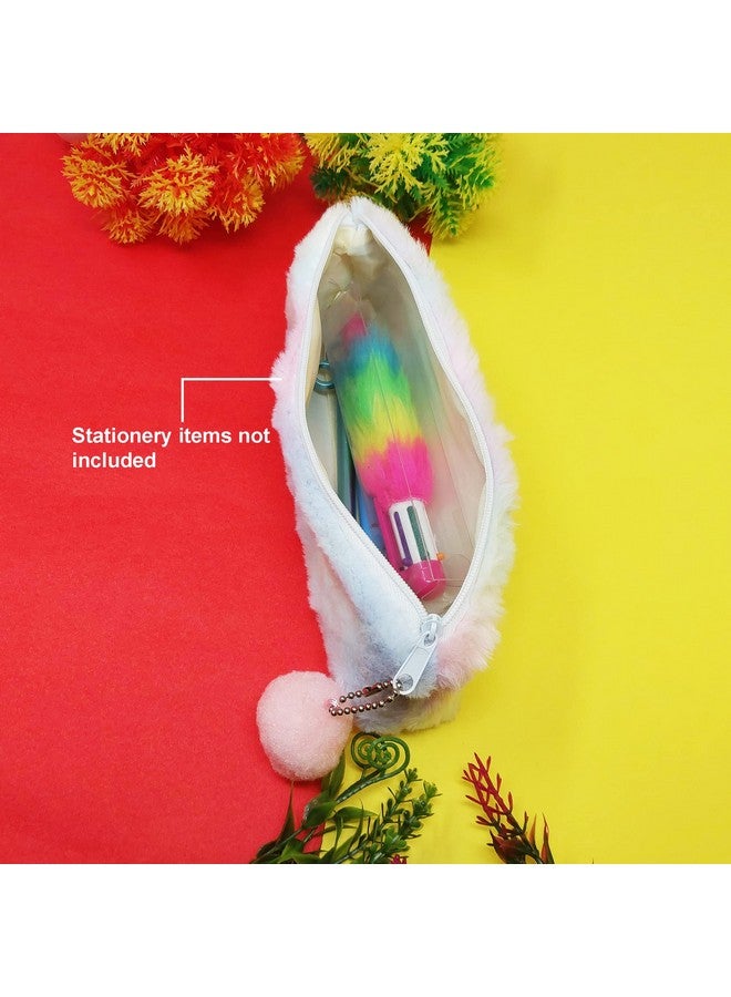 PARTEET Unicorn Soft Fur Pouch Multicolor Unicorn Pencil Case, Pencil Pouch For Girls, Cute Fur Pouch Zipper Closer Storage Bag Travel Pouch, Best Return Gift (Pack Of 1) - Image 4
