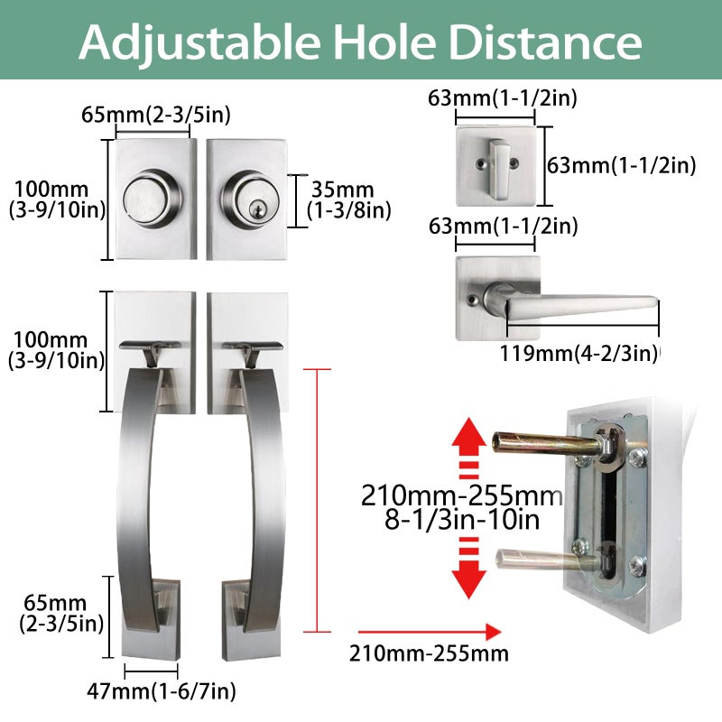 تي إم سي طقم مقابض باب المدخل الأمامي من Tmc موديش (طقم مقابض بمفتاح ومقابض وهمية، نيكل ساتان) - Image 2