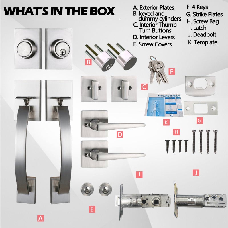 تي إم سي طقم مقابض باب المدخل الأمامي من Tmc موديش (طقم مقابض بمفتاح ومقابض وهمية، نيكل ساتان) - Image 5