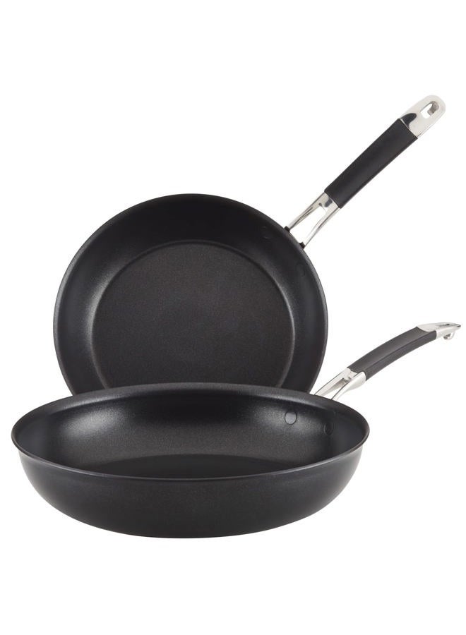 Anolon Smart Stack Hard Anodized Nonstick Frying Pan Set/Fry Pan Set/Hard Anodized Skillet Set - 10 Inch and 12 Inch, Black - Image 1