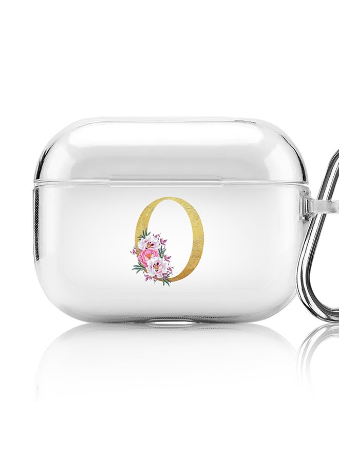 Stylizedd Classic Clear printed Case for Apple Airpods Pro Soft TPU Gel Thin Transparent Flexible Cover - Custom Monogram Initial Letter Floral Pattern Alphabet - O (Clear )  - Image 1