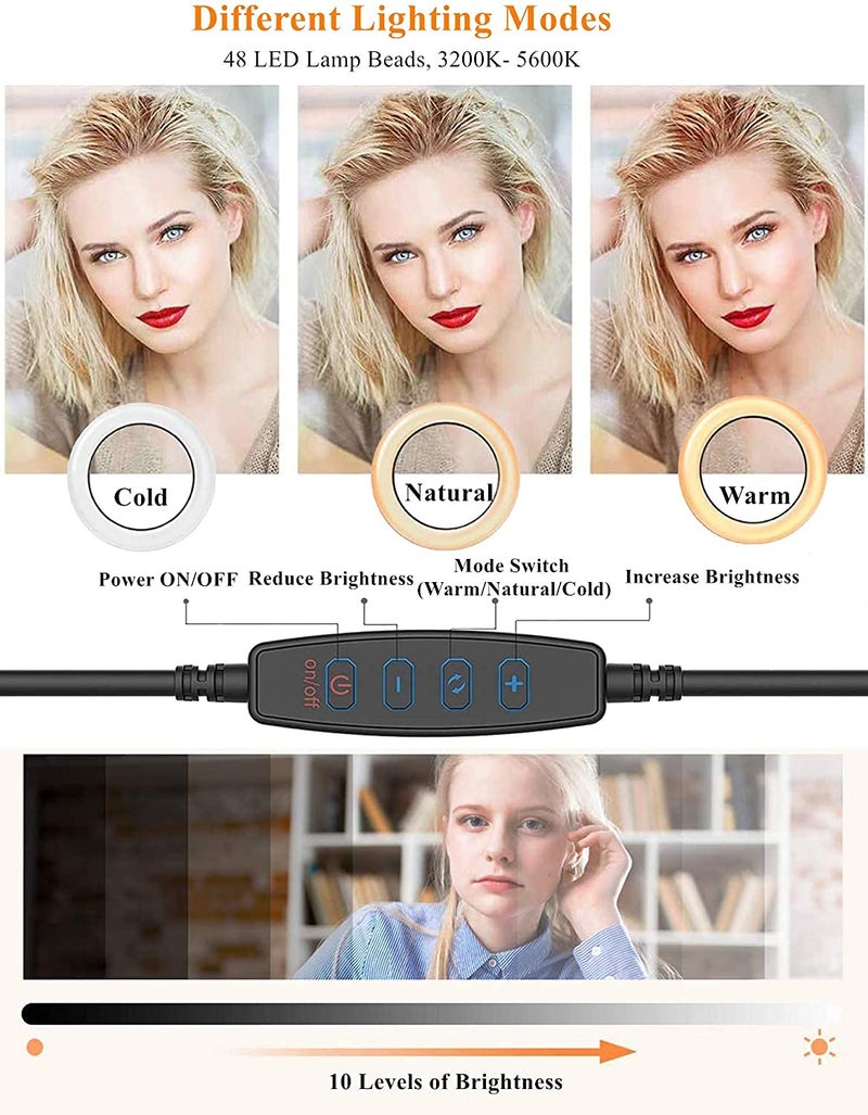 AMBLIC Video Conference 6.2'' LED Ring Light Clip Clamp for Computer, Laptop Video Conference, Online Classes Circle Lights for Video Recording, Zoom Meeting Calls, Live Stream, Makeup - Image 2