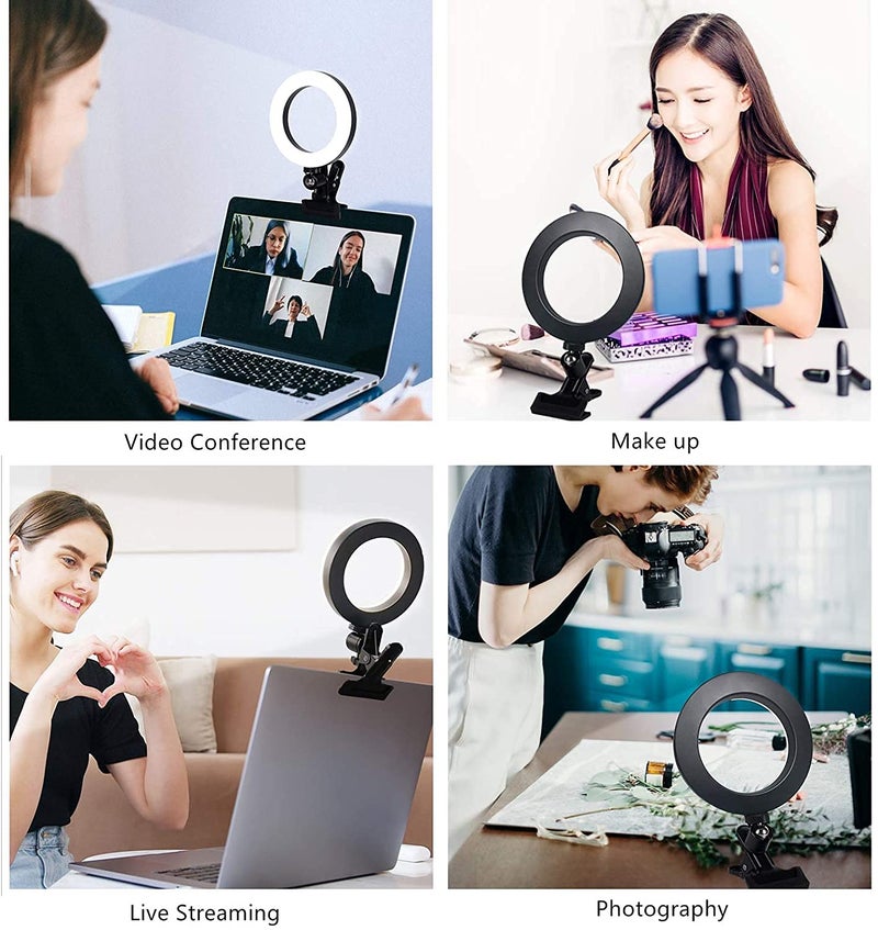 AMBLIC Video Conference 6.2'' LED Ring Light Clip Clamp for Computer, Laptop Video Conference, Online Classes Circle Lights for Video Recording, Zoom Meeting Calls, Live Stream, Makeup - Image 3