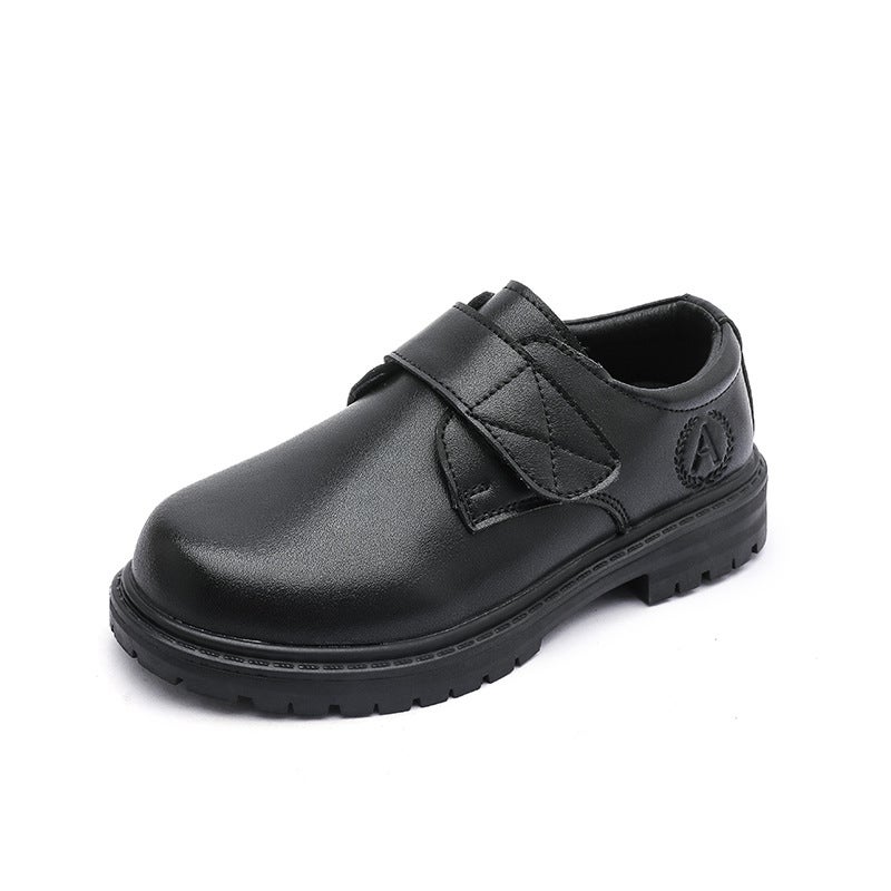 Boys Leather Shoes 2025 Spring Children'S Black Dance Small Leather Shoes British Style Baby Primary School Children Flower Boy Performance Shoes - Image 1