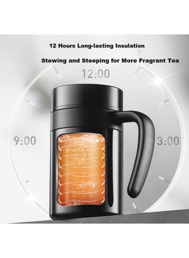 Supor Large Capacity 316l Stainless Steel Insulated Cup With Handle, Men's Office Cup 600ml, Meteorite Grey - Image 4