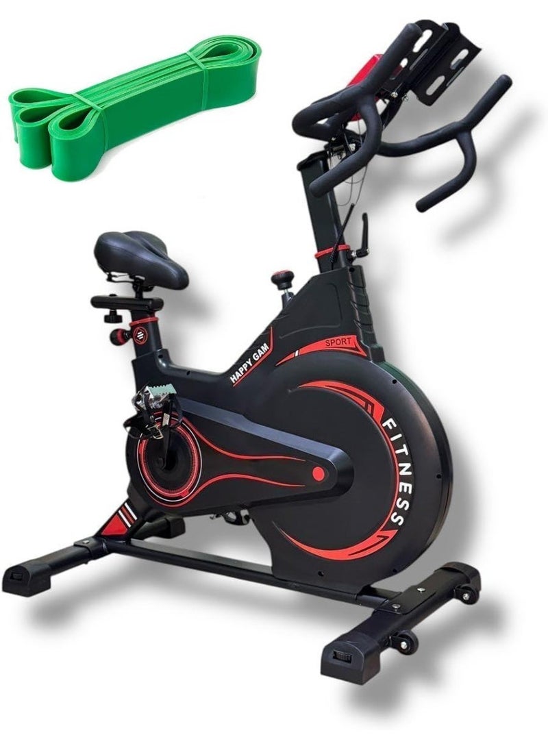 Home exercise bike for cardio and strength training with adjustable height, exercise bike. (With free green resistance band) - Image 1