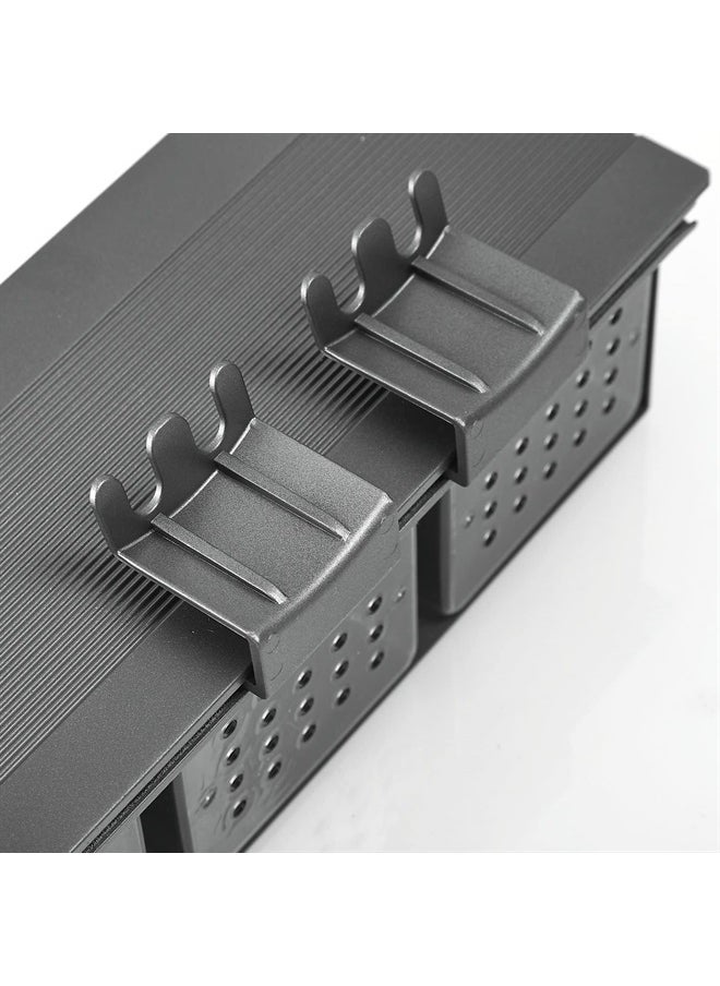 Leekayer - Bathroom Toothbrush Holder Black Tooth Cup Holder Corner Storage Box 3 Slot Drilling Free, Self-Adhesive Installation Space Aluminum - Image 1