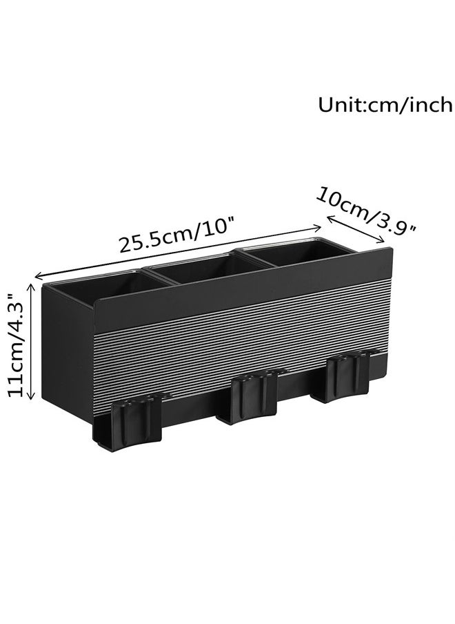 Leekayer - Bathroom Toothbrush Holder Black Tooth Cup Holder Corner Storage Box 3 Slot Drilling Free, Self-Adhesive Installation Space Aluminum - Image 1