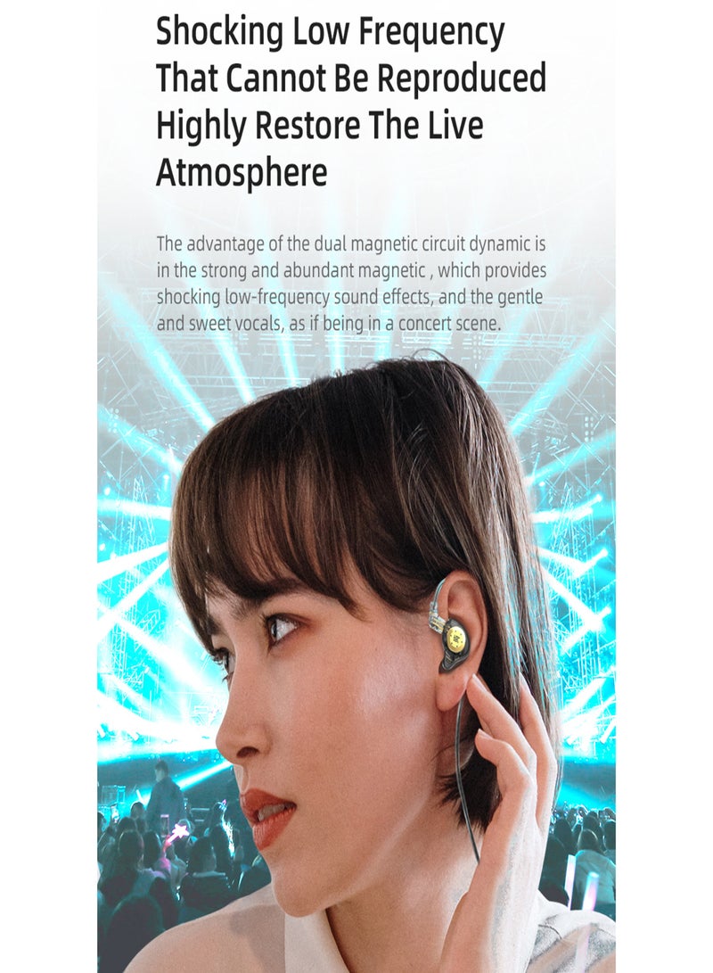 كي زد سماعات أذن KZ EDX Pro داخل الأذن مزودة بمراقبة المسرح ووحدة ديناميكية مغناطيسية مزدوجة وسماعات أذن صدمات باس مع كابل قابل للفصل 0.75 مم وسماعة رأس سلكية مريحة (مع ميكروفون) - Image 3