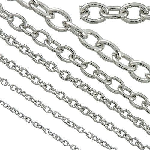 33ft 3mm Width Stainless Steel Rolo Cable Chains Findings Fit for Jewelry Making DIY SC1027C