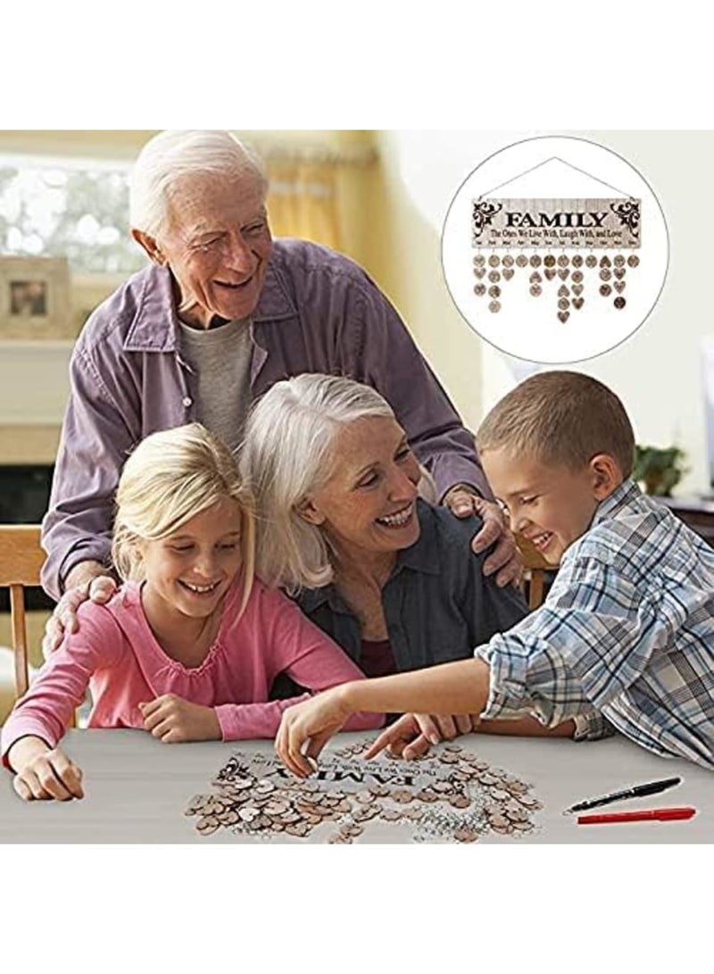 Luckam Gifts for Mom/Grandma/Dad from Daughter/Son - DIY Wooden Family Birthday Reminder Calendar Wall Hanging (JL01), with 100 Tags Keep Track of Birthdays, Mothers/Fathers Day/Christmas Decorations - Image 3