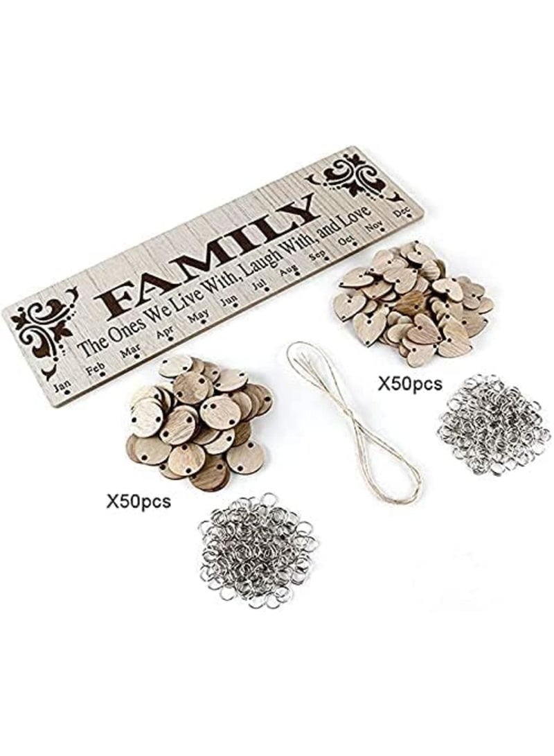 Luckam Gifts for Mom/Grandma/Dad from Daughter/Son - DIY Wooden Family Birthday Reminder Calendar Wall Hanging (JL01), with 100 Tags Keep Track of Birthdays, Mothers/Fathers Day/Christmas Decorations - Image 4