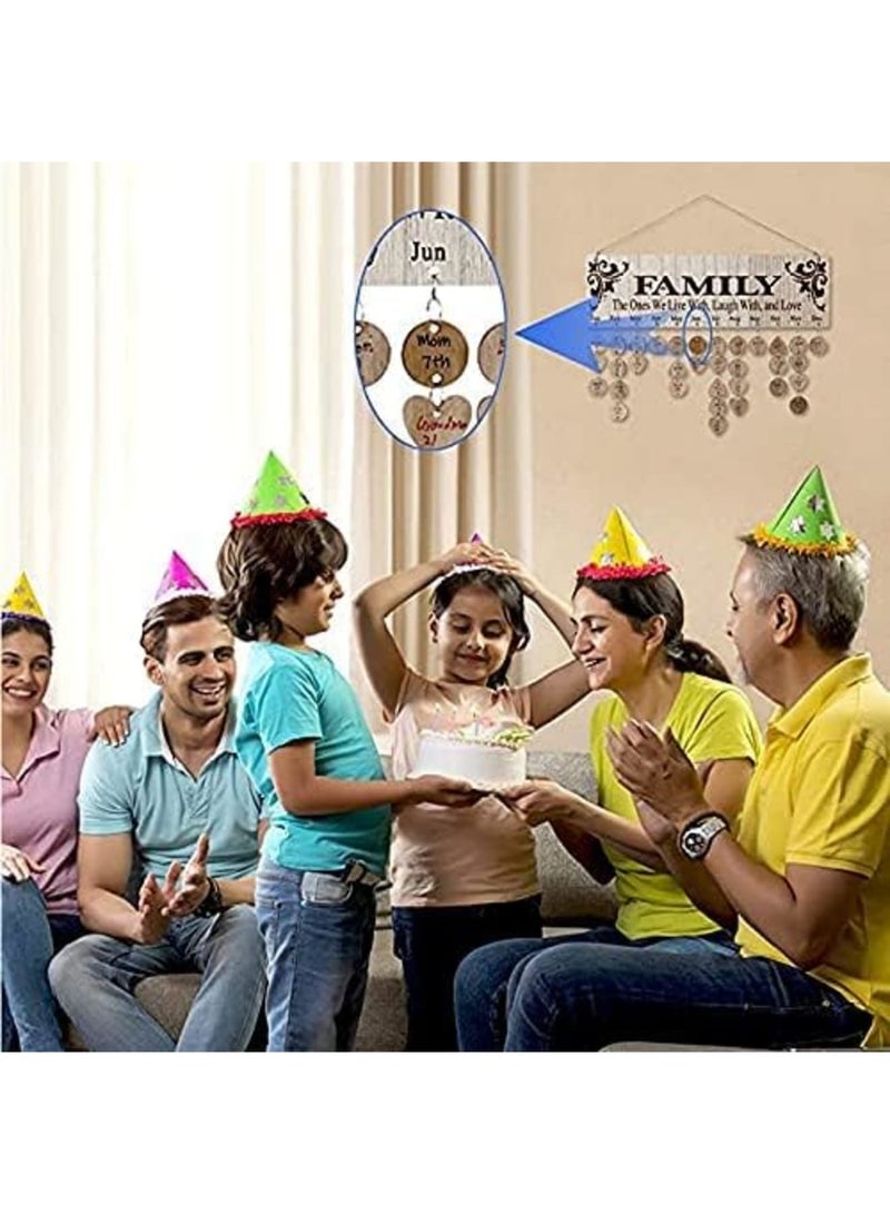 Luckam Gifts for Mom/Grandma/Dad from Daughter/Son - DIY Wooden Family Birthday Reminder Calendar Wall Hanging (JL01), with 100 Tags Keep Track of Birthdays, Mothers/Fathers Day/Christmas Decorations - Image 2