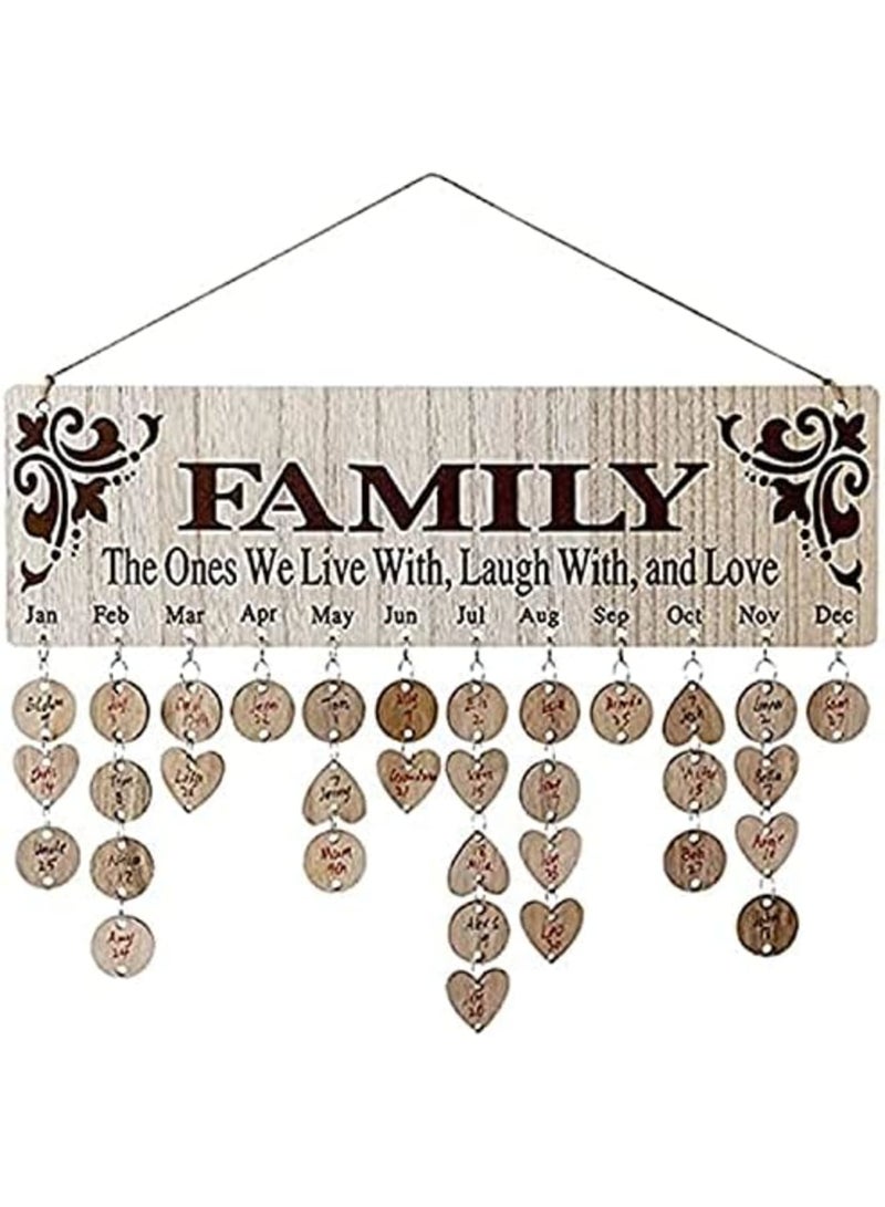 Luckam Gifts for Mom/Grandma/Dad from Daughter/Son - DIY Wooden Family Birthday Reminder Calendar Wall Hanging (JL01), with 100 Tags Keep Track of Birthdays, Mothers/Fathers Day/Christmas Decorations - Image 1