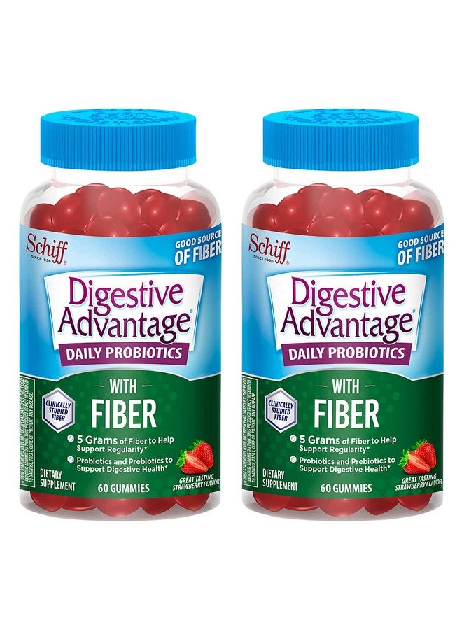 Digestive Advantage Prebiotic Fiber Gummies + Probiotics For Gut Health 5G Prebiotic Fiber + 1 Billion Cfu Probiotic Supports Digestive Health & Regularity (60Ct Bottle) Strawberry Flavor* - Image 1