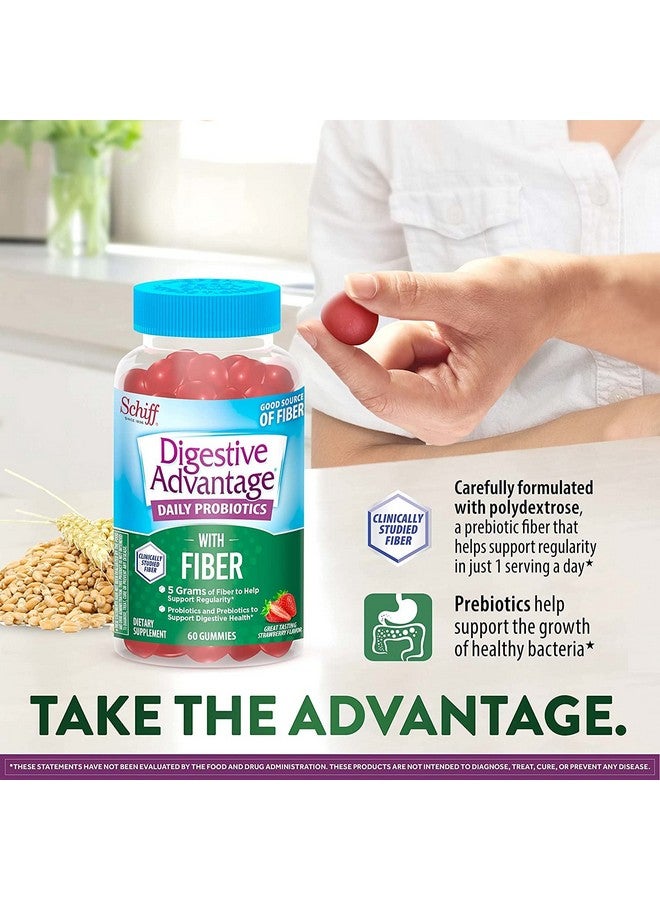 Digestive Advantage Prebiotic Fiber Gummies + Probiotics For Gut Health 5G Prebiotic Fiber + 1 Billion Cfu Probiotic Supports Digestive Health & Regularity (60Ct Bottle) Strawberry Flavor* - Image 5