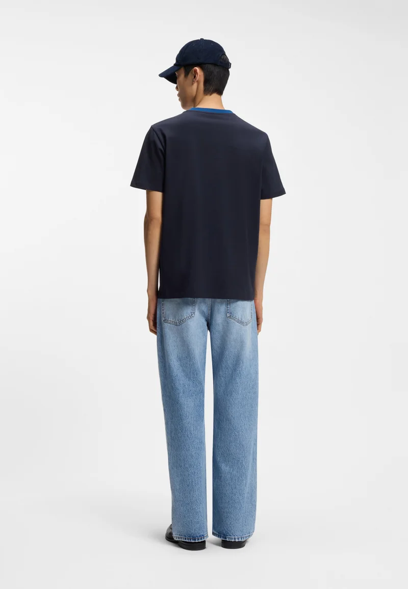 هوجو Cotton T-shirt with printed stripes