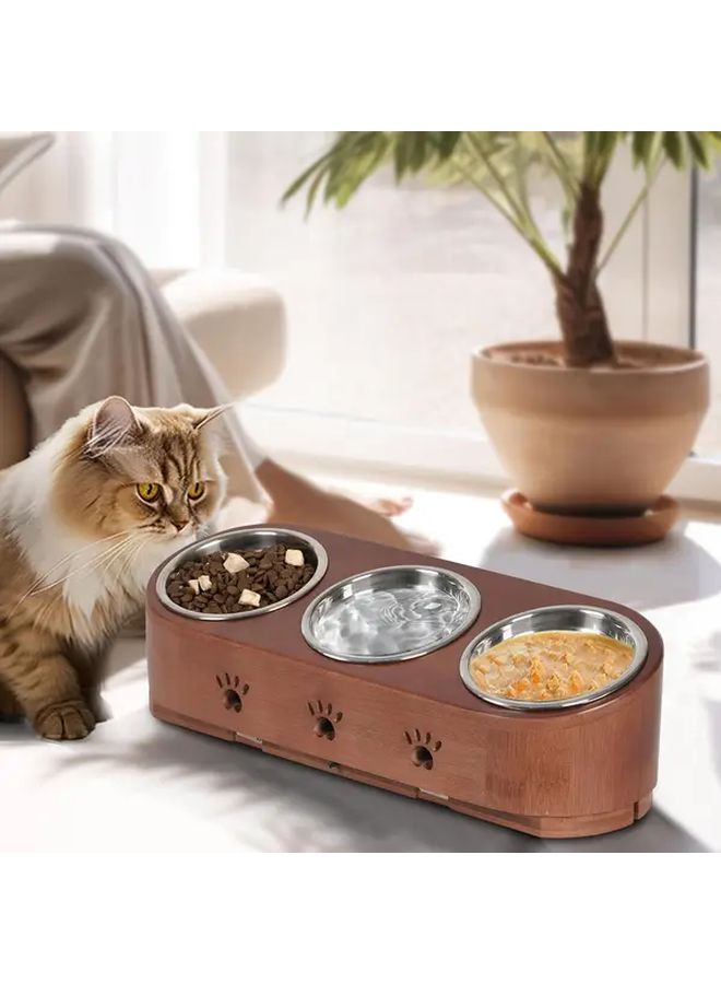 وعاء طعام القطط المرتفع القابل للتعديل مع حامل طعام مائل و 3 أوعية من الفولاذ المقاوم للصدأ - Image 5