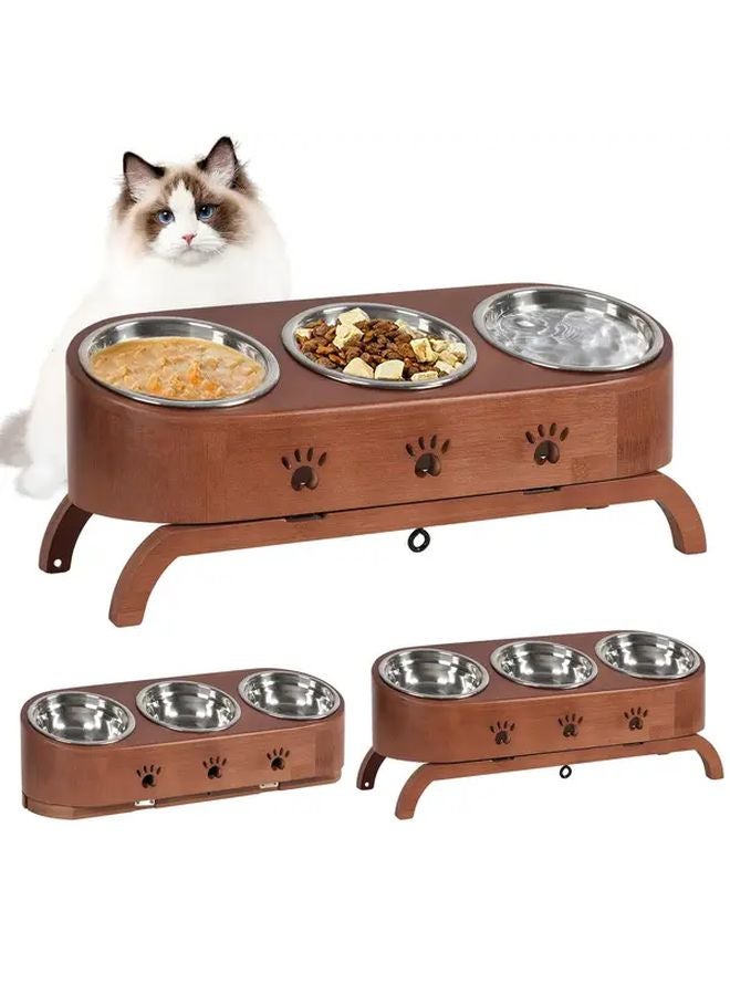 وعاء طعام القطط المرتفع القابل للتعديل مع حامل طعام مائل و 3 أوعية من الفولاذ المقاوم للصدأ - Image 2