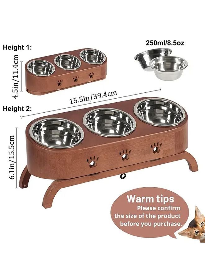 وعاء طعام القطط المرتفع القابل للتعديل مع حامل طعام مائل و 3 أوعية من الفولاذ المقاوم للصدأ - Image 3