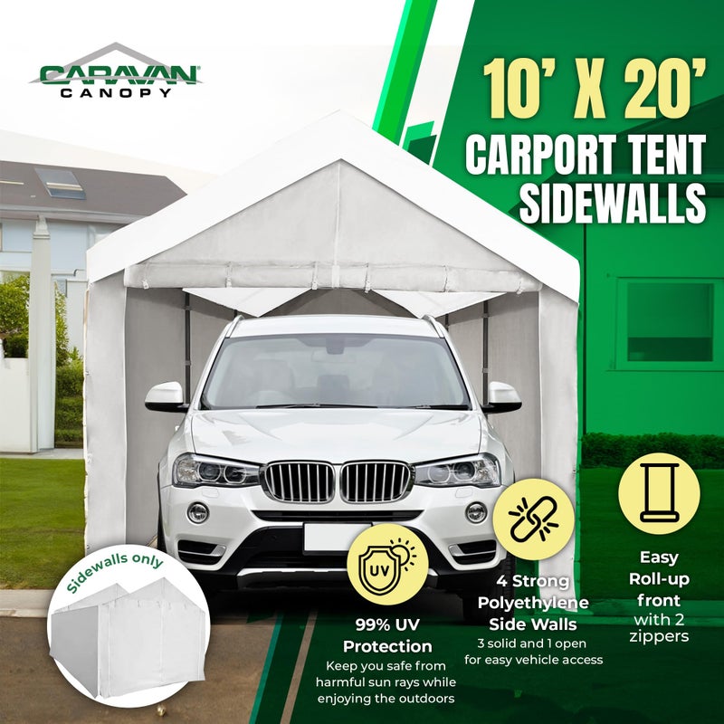 Caravan Canopy Tent Sidewalls for Domain Carport with Straps, Ideal for Garage Storage, Inflatable Garage Covering, White (Sidewalls Only) - Image 2